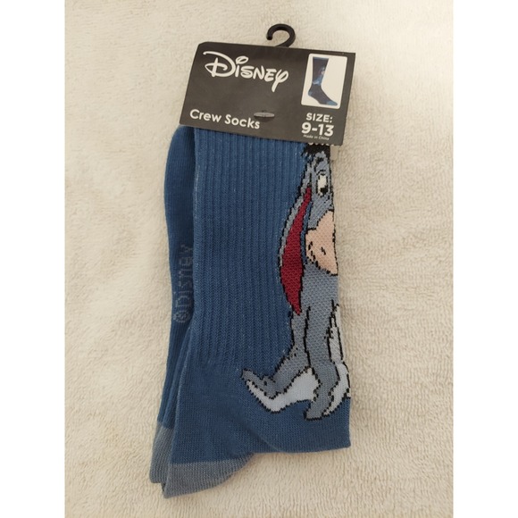 Disney Eeyore Crew Socks Adult Size 9-13 Winnie the Pooh Character Socks - Picture 1 of 4